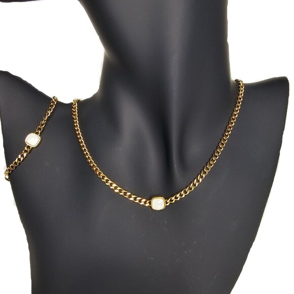 SLIDE Jewels "Iconic" 18K Gold-Plated & Pearlized Necklace & Bracelet Set | $109 - Picture 1 of 3